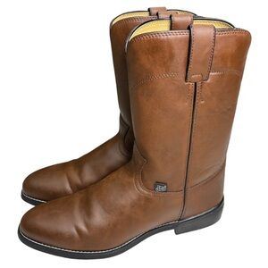 Justin Western Cowboy Boots Brown Leather Men’s 10.5 D EUC JB3001GC